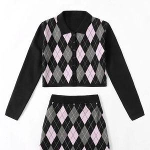argyle knit cardigan and skirt!